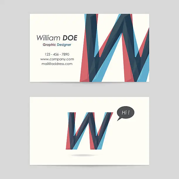 Vector illustration of vector business card template - letter w