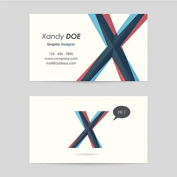 Vector illustration of vector business card template - letter x