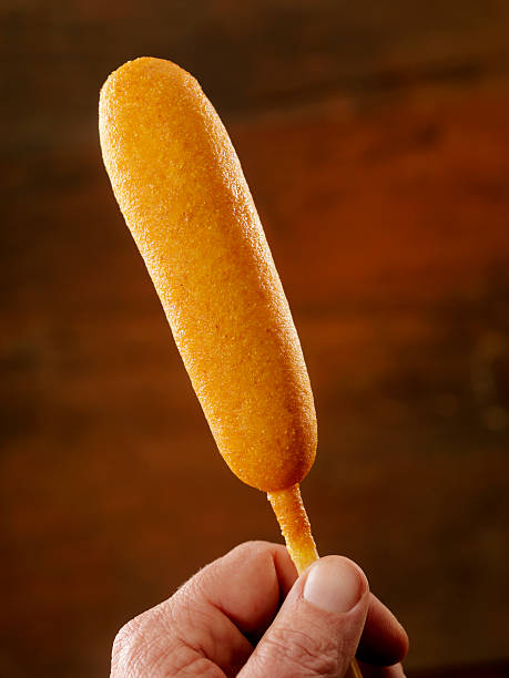 corn dog - blanket pig hot dog sausage stock-fotos und bilder