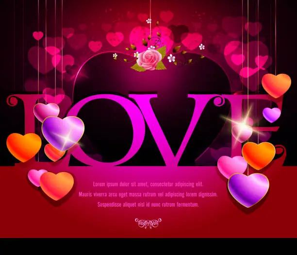 Vector illustration of Valentine Background with Elegant Hearts