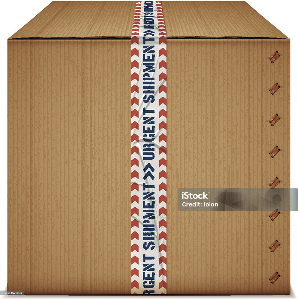 urgent shipment box Shipping carton box with urgent shipment tape. Layered EPS10 with global colors and transparencies. Individual textures and elements. Hi-res JPG and AICS3 files included. Related images linked below. http://i161.photobucket.com/albums/t234/lolon5/packagingelements_zps82cd4008.jpg Adhesive Tape stock vector