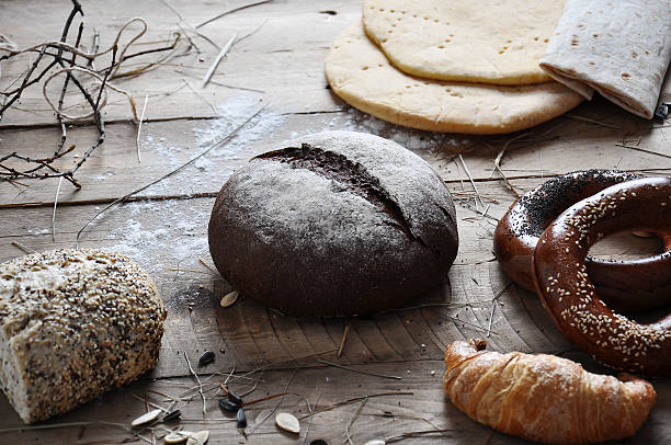 istock Fresh retro vintage bread on the wooden 468157602