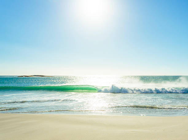 istock Sun reflecting in sea waves on a sunny beach. 468157956