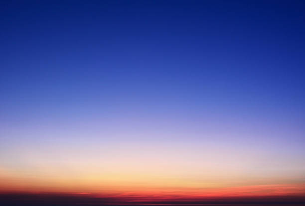 Vignette sunset sky gradient from blue to orange background, taken during twilight. Colorful with mixed colors of blue, magenta, orange, yellow and purple. Taken with Nikon D7000 