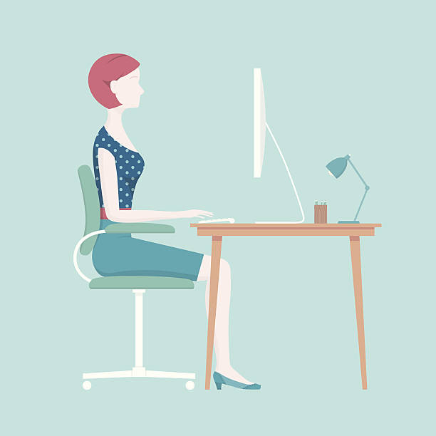 ilustraciones, imágenes clip art, dibujos animados e iconos de stock de buena postura de estar - sitting upright