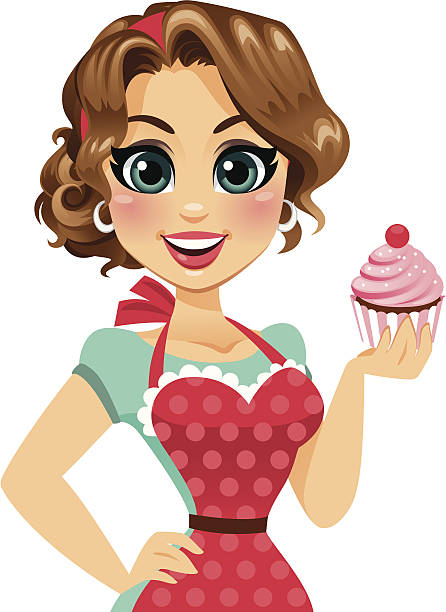 Cupcake Girl Cutie vector art illustration