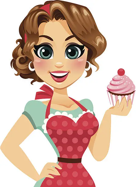 Vector illustration of Cupcake Girl Cutie