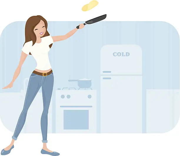 Vector illustration of Tossing Pancakes