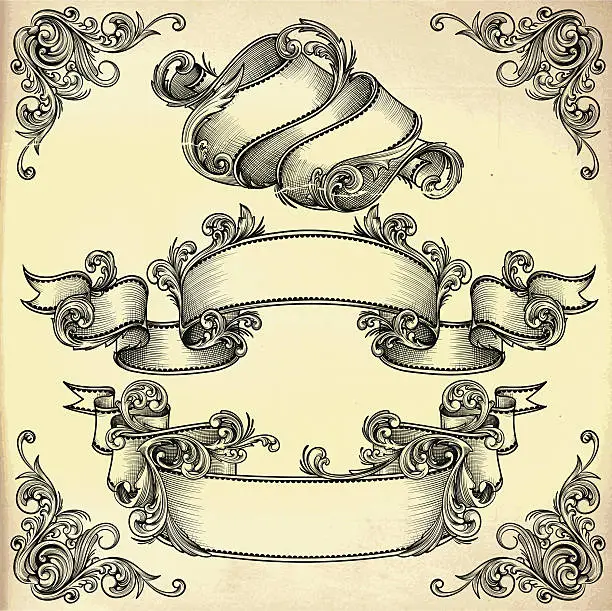 Vector illustration of Vintage ribbons