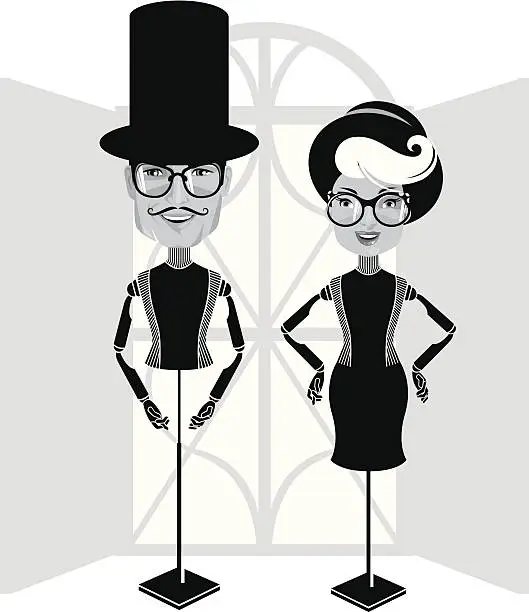 Vector illustration of Two mannequins, male and female.