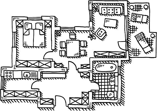 apartment grundriss ziehen - pen and marker stock-grafiken, -clipart, -cartoons und -symbole