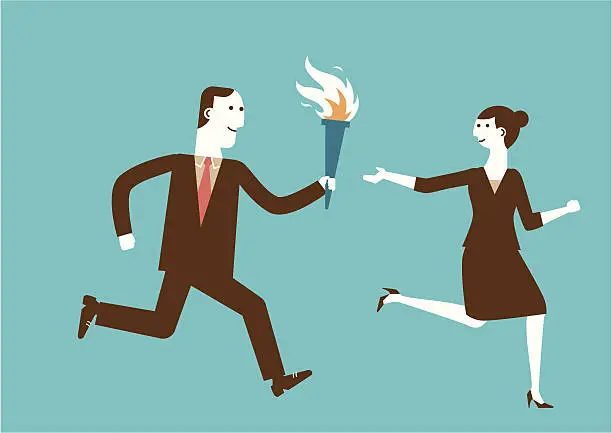 Vector illustration of Passing the Torch | New Business Concept