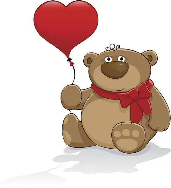 Vector illustration of Teddy bear with balloon