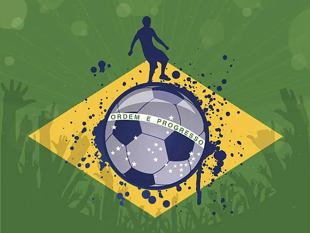 Vector illustration of Brazilian flag soccer theme