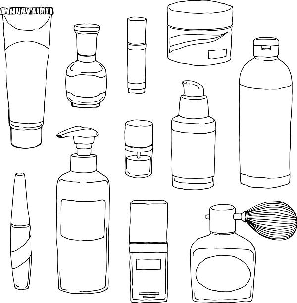 Cosmetics Bottle Set Vector illustration of cosmetics bottle. EPS8, AI10, high res jpeg included. beauty product illustrations stock illustrations