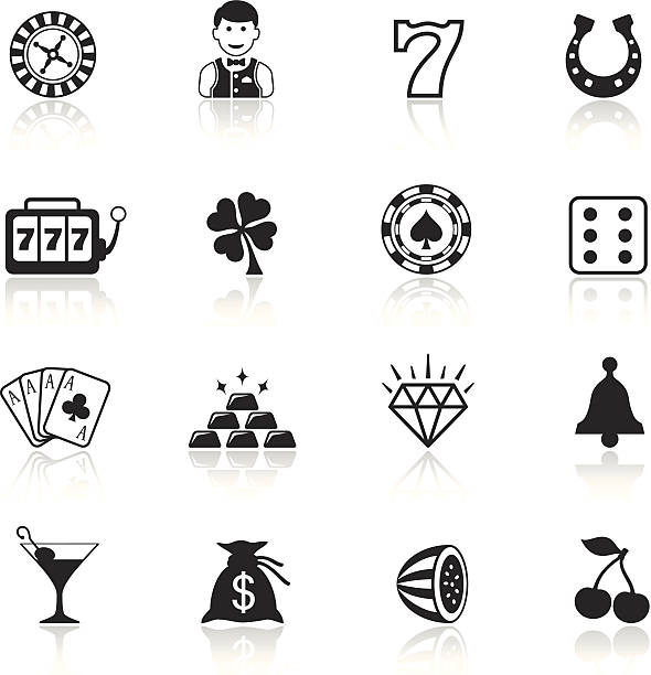 zestaw ikon kasyno - roulette roulette wheel casino gambling stock illustrations