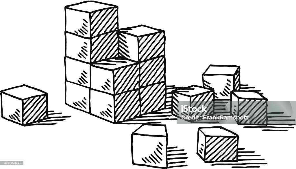 Block Hit Drawing Building Blocks Drawing Stock Illustration - Download Image Now - Line ...