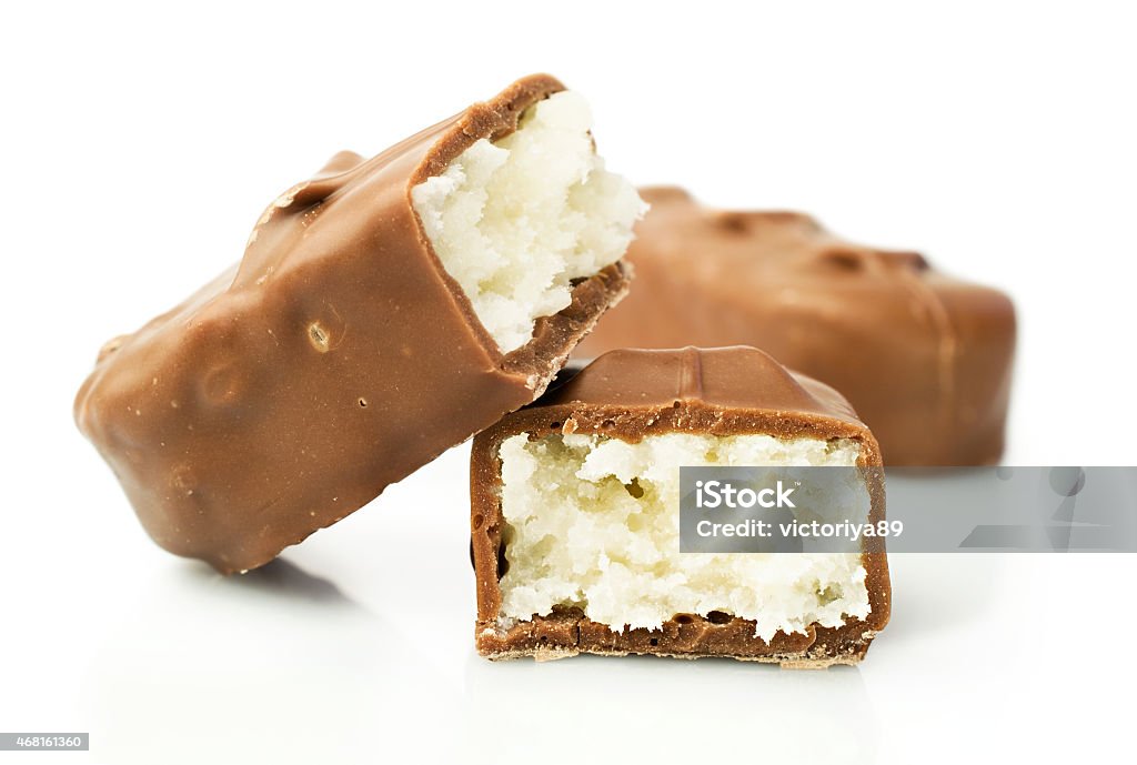 Chocolate bar with coconut Chocolate bar with coconut isolated on white Chocolate Stock Photo