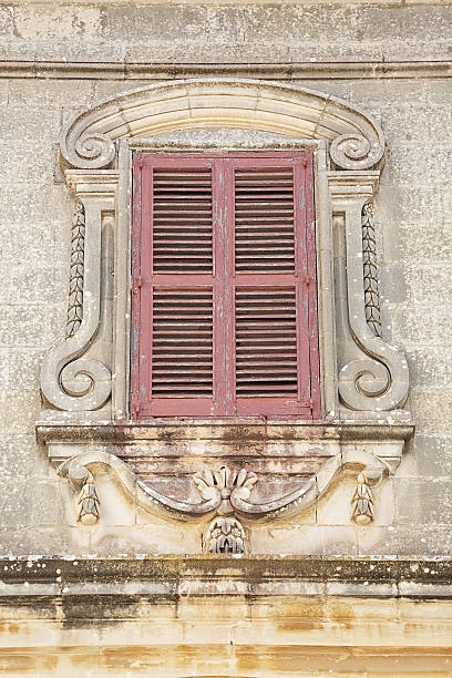 istock Window with shutters and a stone architrave 468161441