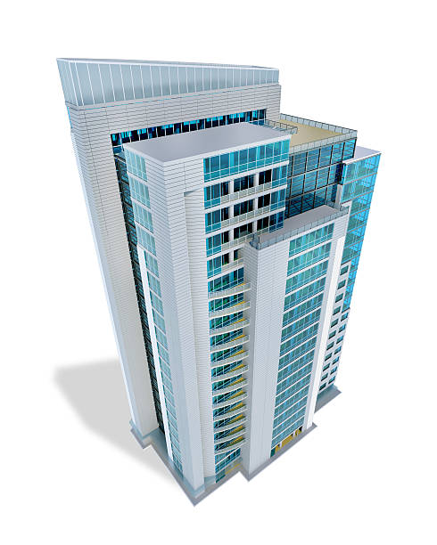 istock 3D graphic of a modern city office structure building 468161465