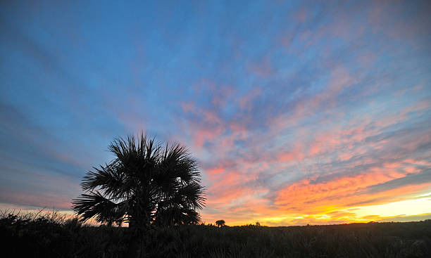 Sunset at Canaveral National Seashore, Volusia County, Florida stock photo