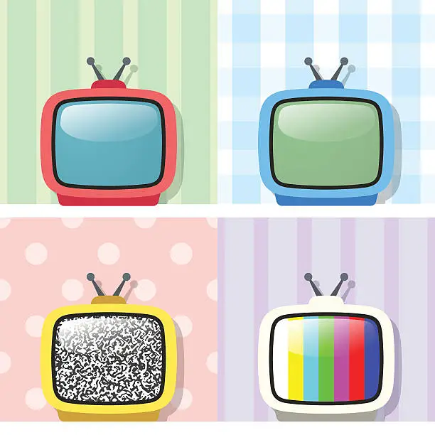 Vector illustration of Set Of Four Retro TV