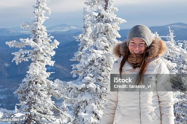 Girl In Winter Forest Stock Photo - Download Image Now - Adult, Adults Only, Beautiful People