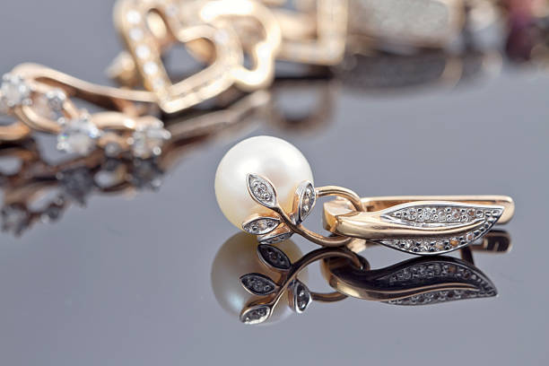 istock Set of decorative gold earrings with ring 468162450