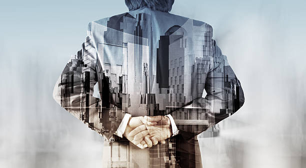 istock Double exposure of businessman 468162792
