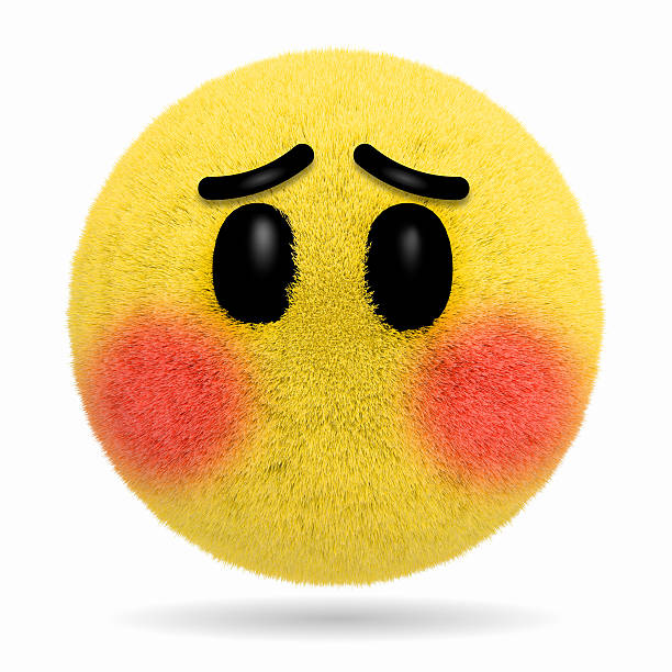 Embarrassed Fur Ball Emoticon Stock Photo - Download Image Now - Emoticon,  Shy, Anthropomorphic Smiley Face - iStock