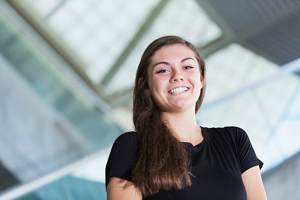 Teenage girl Teenage girl (15 years) smiling. hazel blue eyes stock pictures, royalty-free photos & images