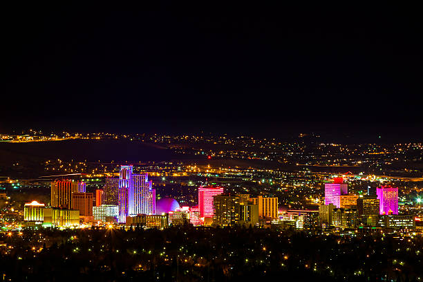 istock Reno Nevada cloroful Skyline Cityscape Panorama night with copyspace 468164041