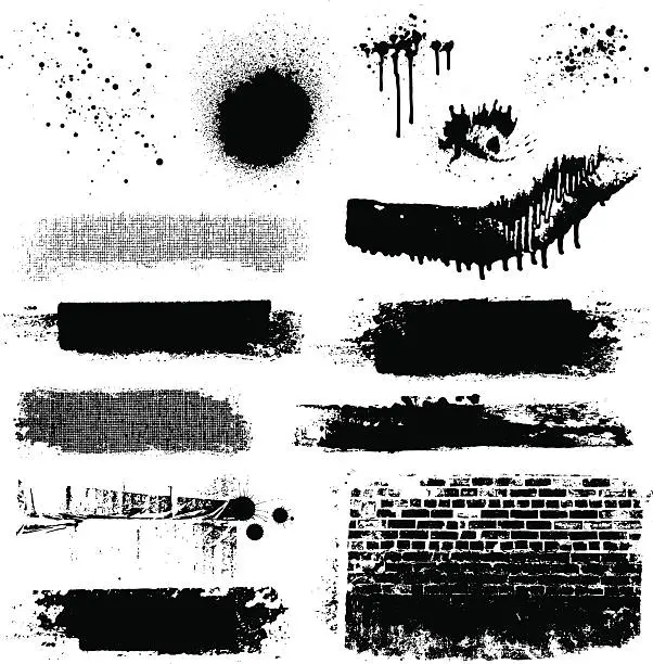 Vector illustration of Vector grunge textures and paint splatters