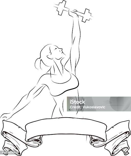 Girl Holding Weights Stock Illustration - Download Image Now - Cross Training, Weightlifting, Illustration