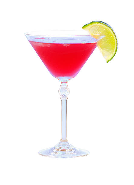 istock red cocktail with lime on white background. martini glass 468165160