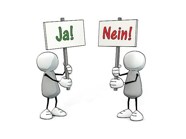 little sketchy men with yes and no sign (german version)