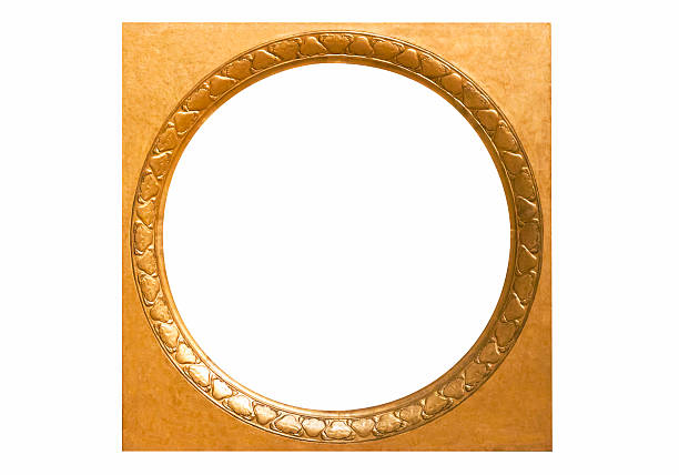 istock Antique square golden  picture frame isolated on white 468169040