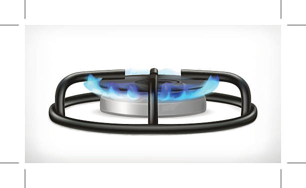 illustrations, cliparts, dessins animés et icônes de cuisine cuisinière à gaz, objet vectoriel - flame gas natural gas blue