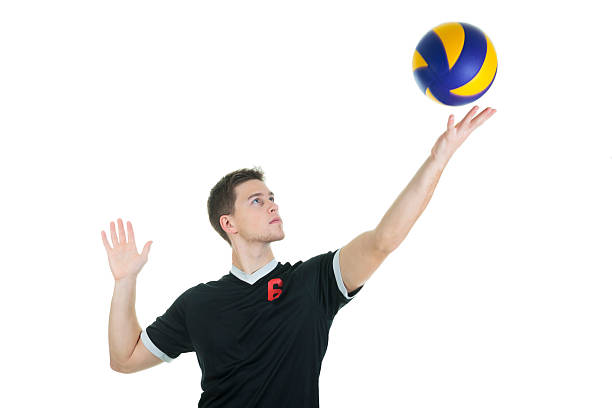 istock young volleyball player on white background 468172426