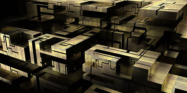 istock 3D abstaction of metal cubic labyrinth 468172531