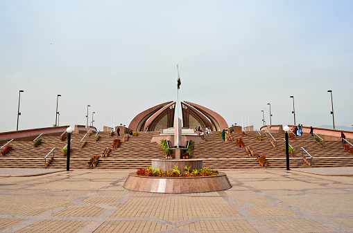 Islamabad, Pakistan – February 25, 2013: View of the front side of Pakistan monument in Islamabad, Pakistan.