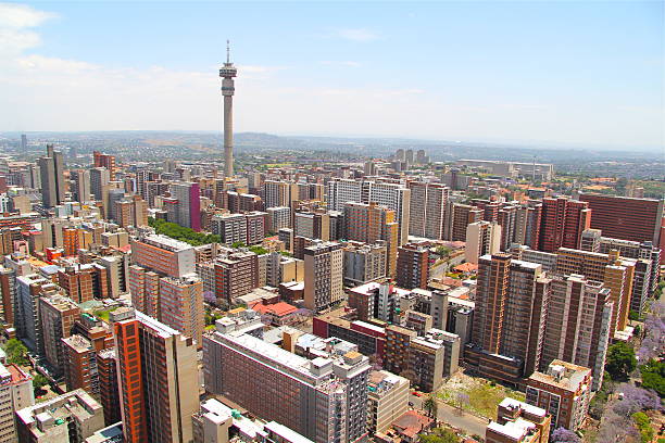 View of Johannesburg skyline on a sunny day Johannesburg skyline from the top of Ponte City johannesburg photos stock pictures, royalty-free photos & images