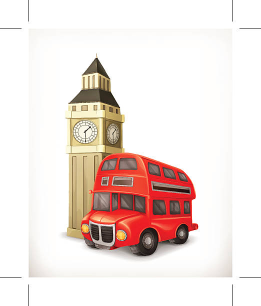 лондон двухэтажный автобус, векторная иллюстрация - big ben isolated london england england stock illustrations