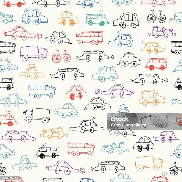Pattern Drawing Vehicles Cars Seamless Pattern Stock Illustration - Download Image Now - Car ...