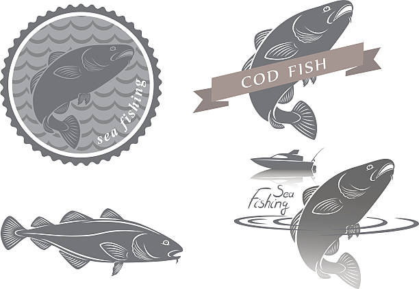 etykiety cod - fish oil obrazy stock illustrations