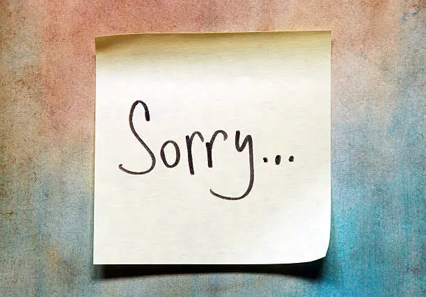 Photo of sorry note