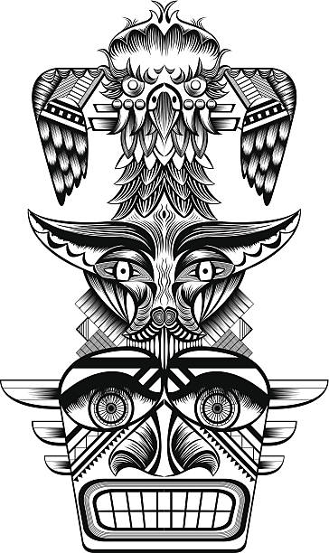 totem - tribal art eagle indigenous culture art stock illustrations
