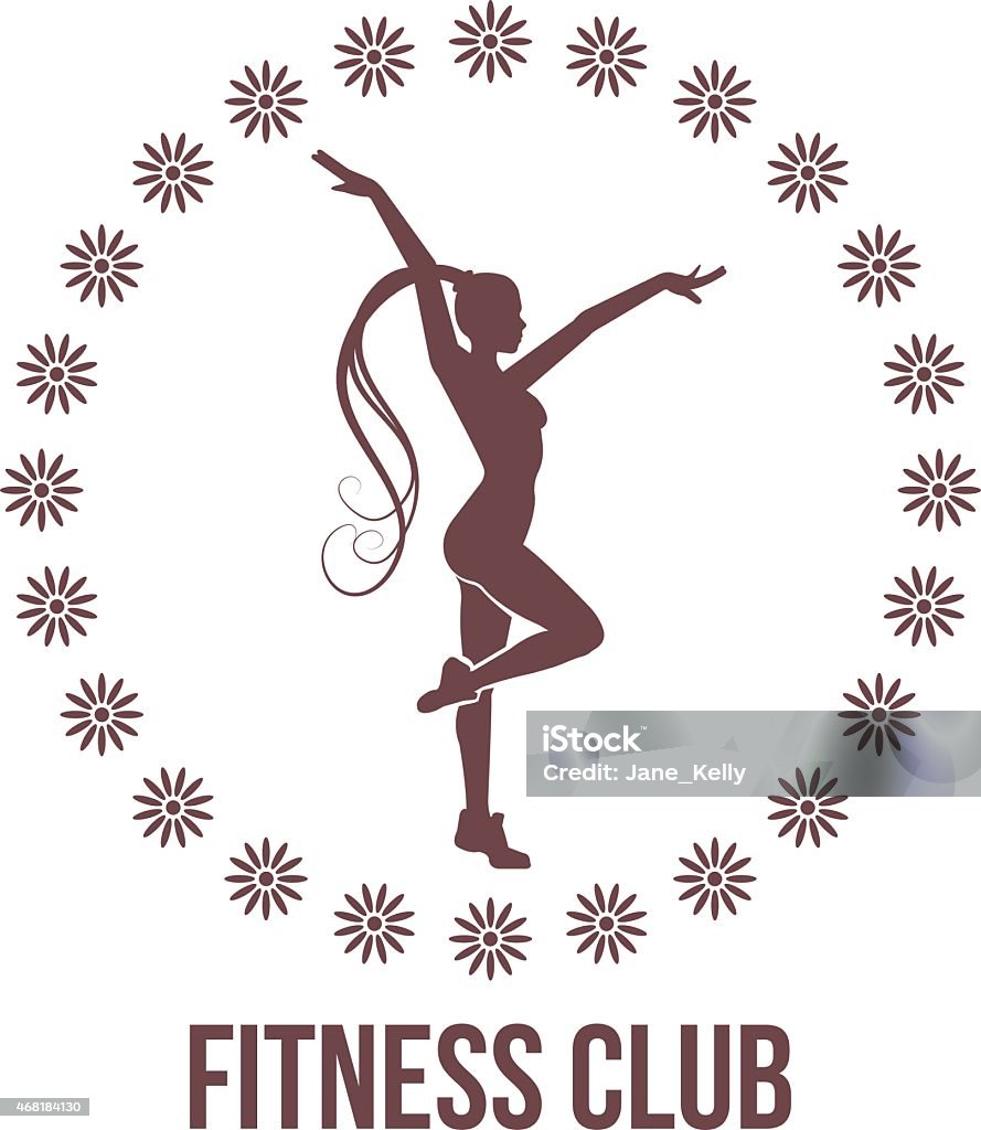 Fitness club emblem with woman silhouette Fitness club emblem with woman silhouette. Vector illustration. Vintage brown color. Isolated on white background. 2015 stock vector