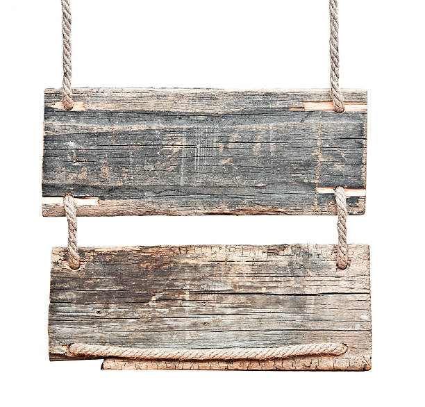 istock blank wooden sign hanging on a rope 468184755
