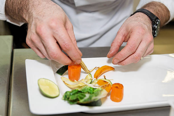 istock Chef is arranging delicious vegetarian dish 468186399